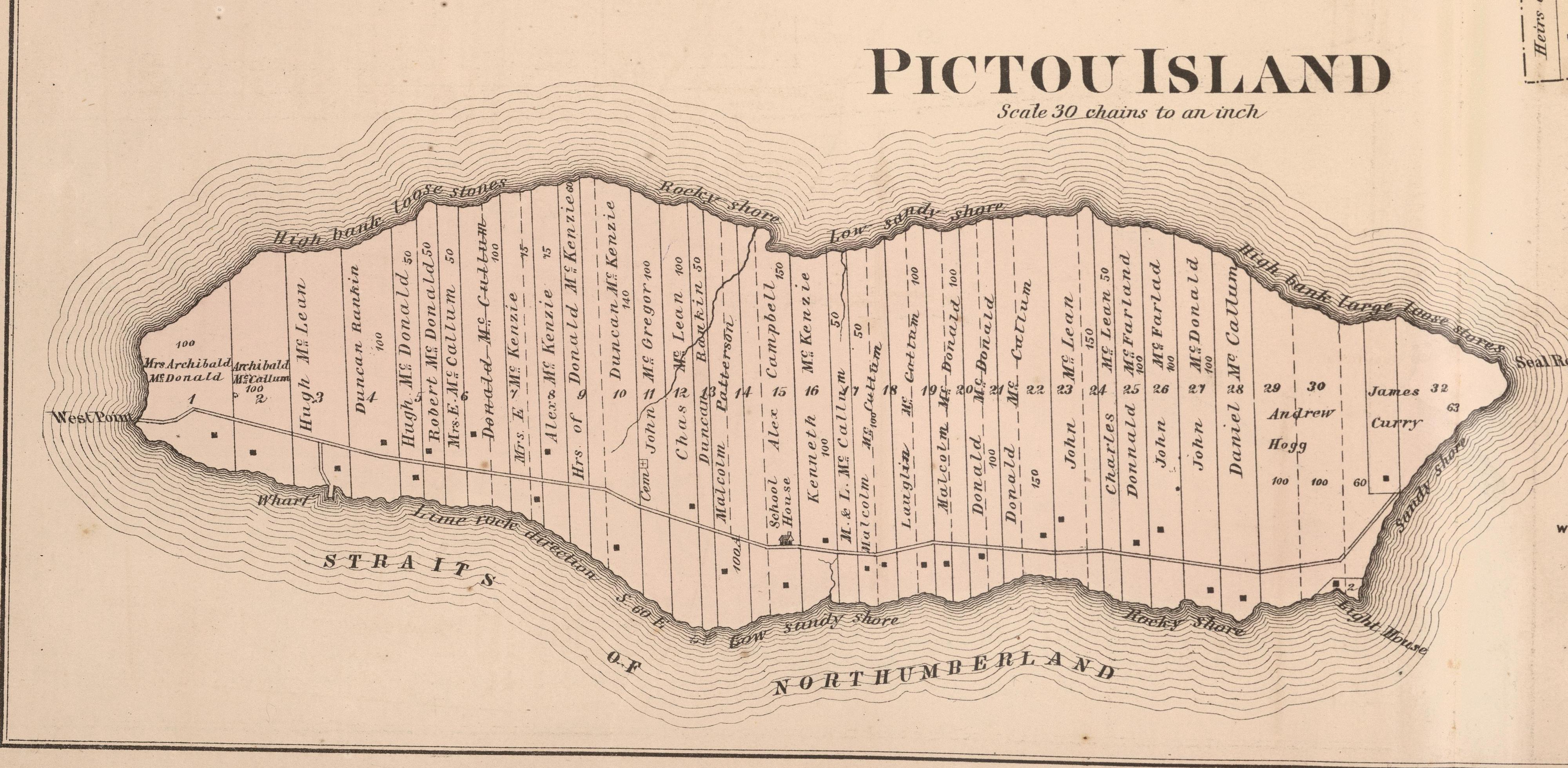 Original 1879 Meacham map of Pictou Island