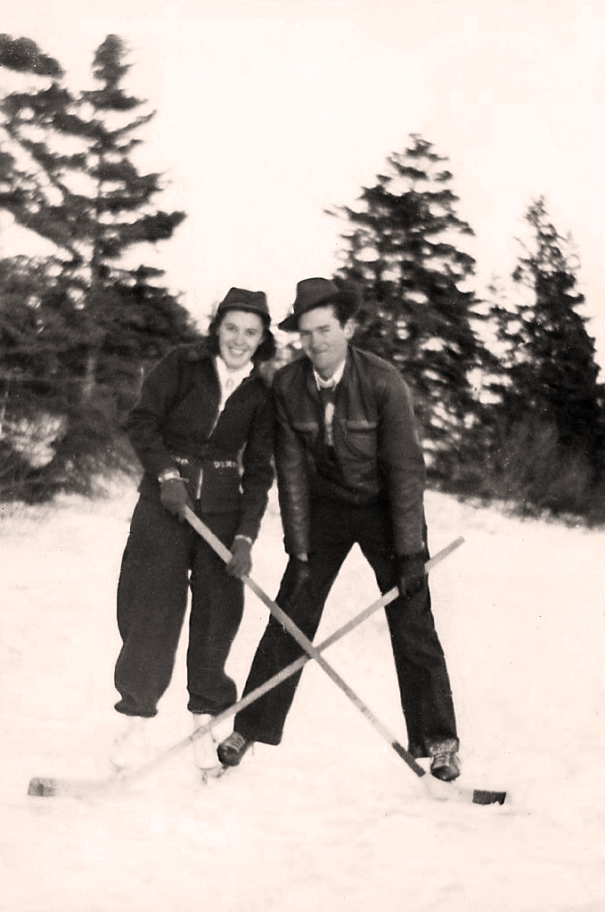 Vernie and Isabel Rankin playing hockey